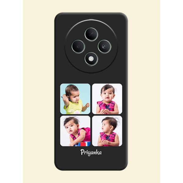Floral Art with 6 Image Holder on Photo On Space Black Custom Soft Matte Mobile Back Cover - Oppo F27 5G Floral Art with 6 Image Holder on Photo On Space Black Custom Soft Matte Mobile Back Cover - Oppo F27 5G