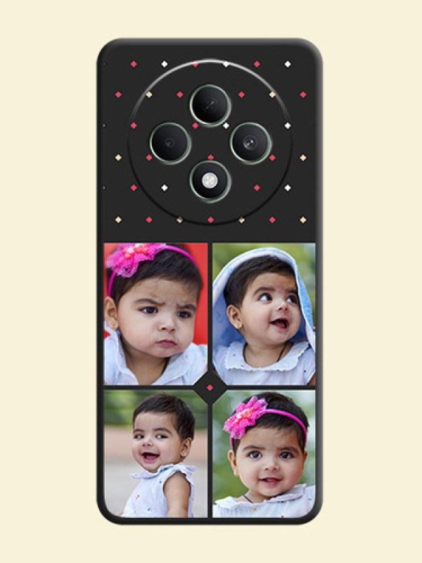 Multicolor Dotted Pattern with 4 Image Holder On Space Black Custom Soft Matte Mobile Back Cover - Oppo F27 5G