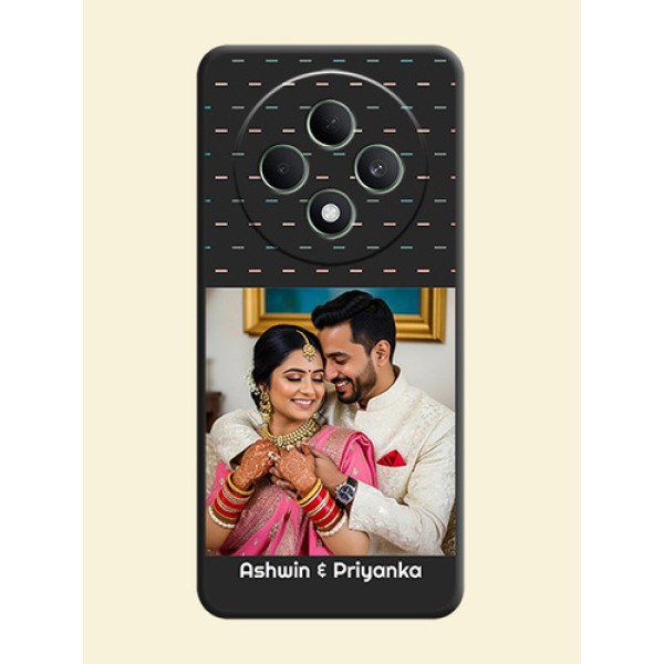Line Pattern Design with Text On Space Black Custom Soft Matte Mobile Back Cover - Oppo F27 5G
