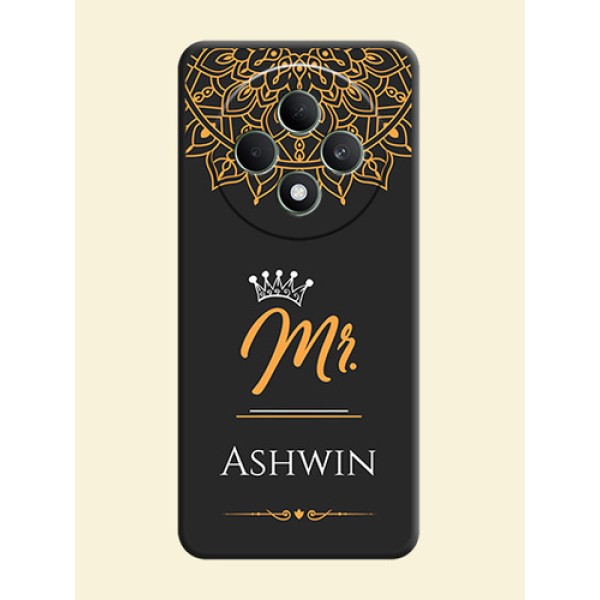Mr Name with Floral Design On Space Black Custom Soft Matte Mobile Back Cover - Oppo F27 5G Mr Name with Floral Design On Space Black Custom Soft Matte Mobile Back Cover - Oppo F27 5G
