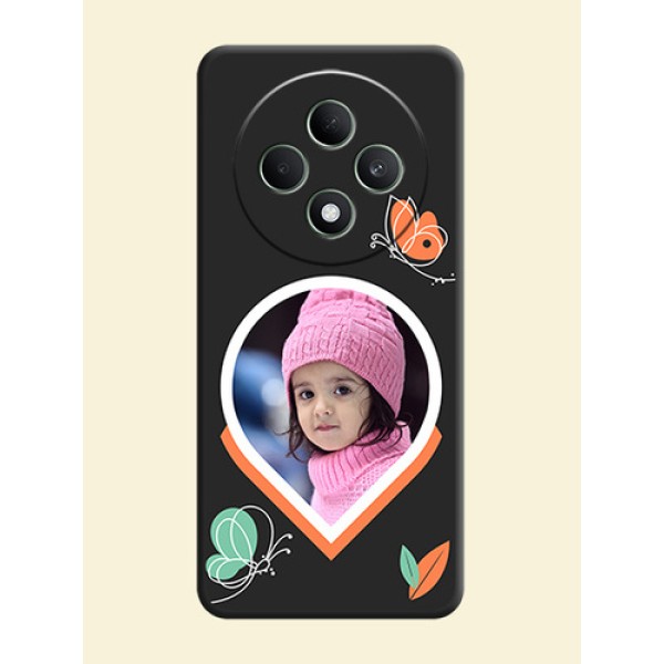 Upload Pic With Simple Butterly Design On Space Black Custom Soft Matte Mobile Back Cover - Oppo F27 5G Upload Pic With Simple Butterly Design On Space Black Custom Soft Matte Mobile Back Cover - Oppo F27 5G