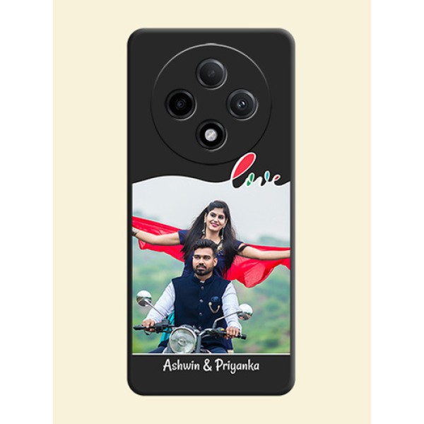 Fall in Love Pattern with Picture on Photo On Space Black Custom Soft Matte Mobile Back Cover - Oppo F27 Pro Plus 5G