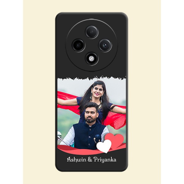 Pin Color Love Shaped Ribbon Design with Text On Space Black Custom Soft Matte Mobile Back Cover - Oppo F27 Pro Plus 5G