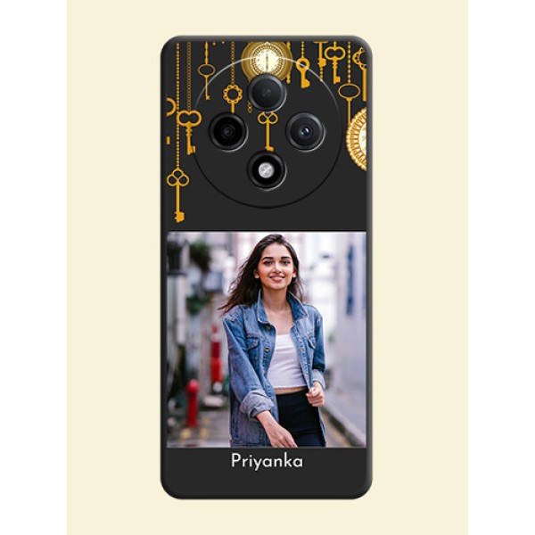 Decorative Design with Text On Space Black Custom Soft Matte Mobile Back Cover - Oppo F27 Pro Plus 5G Decorative Design with Text On Space Black Custom Soft Matte Mobile Back Cover - Oppo F27 Pro Plus 5G
