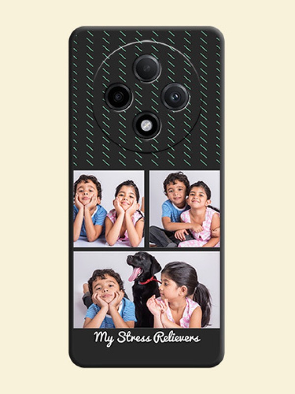 Cross Dotted Pattern with 2 Image Holder On Space Black Custom Soft Matte Mobile Back Cover - Oppo F27 Pro Plus 5G