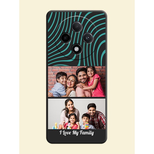 Wave Pattern with 2 Image Holder On Space Black Custom Soft Matte Mobile Back Cover - Oppo F27 Pro Plus 5G Wave Pattern with 2 Image Holder On Space Black Custom Soft Matte Mobile Back Cover - Oppo F27 Pro Plus 5G