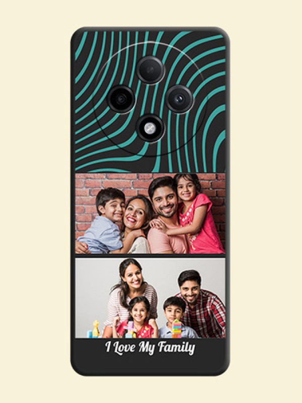 Wave Pattern with 2 Image Holder On Space Black Custom Soft Matte Mobile Back Cover - Oppo F27 Pro Plus 5G