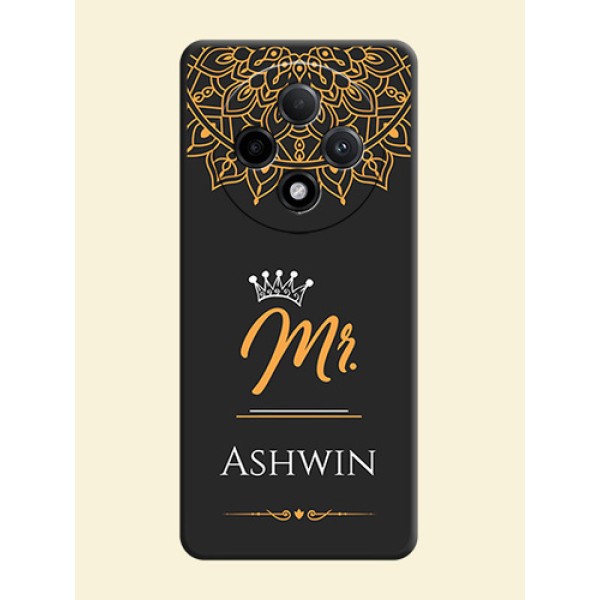 Mr Name with Floral Design On Space Black Custom Soft Matte Mobile Back Cover - Oppo F27 Pro Plus 5G Mr Name with Floral Design On Space Black Custom Soft Matte Mobile Back Cover - Oppo F27 Pro Plus 5G