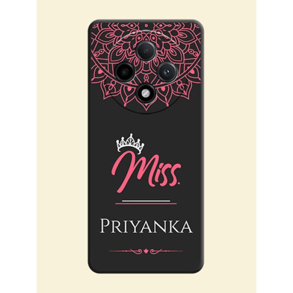 Mrs Name with Floral Design On Space Black Custom Soft Matte Mobile Back Cover - Oppo F27 Pro Plus 5G Mrs Name with Floral Design On Space Black Custom Soft Matte Mobile Back Cover - Oppo F27 Pro Plus 5G
