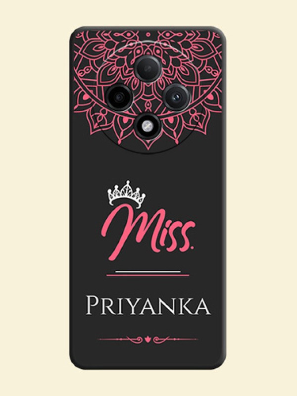 Mrs Name with Floral Design On Space Black Custom Soft Matte Mobile Back Cover - Oppo F27 Pro Plus 5G