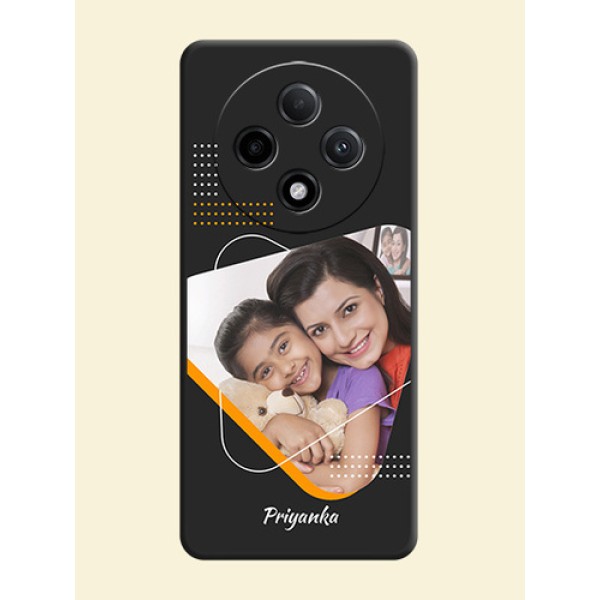 Yellow Triangle on Photo On Space Black Custom Soft Matte Mobile Back Cover - Oppo F27 Pro Plus 5G