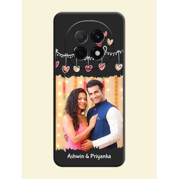 Pink Love Hangings with Name On Space Black Custom Soft Matte Mobile Back Cover - Oppo F29 5G Pink Love Hangings with Name On Space Black Custom Soft Matte Mobile Back Cover - Oppo F29 5G