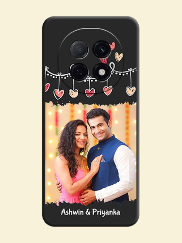 Pink Love Hangings with Name On Space Black Custom Soft Matte Mobile Back Cover - Oppo F29 5G