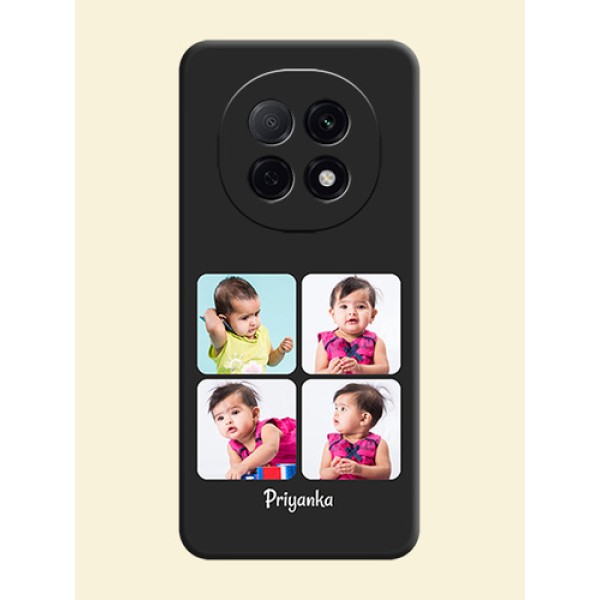 Floral Art with 6 Image Holder on Photo On Space Black Custom Soft Matte Mobile Back Cover - Oppo F29 5G Floral Art with 6 Image Holder on Photo On Space Black Custom Soft Matte Mobile Back Cover - Oppo F29 5G