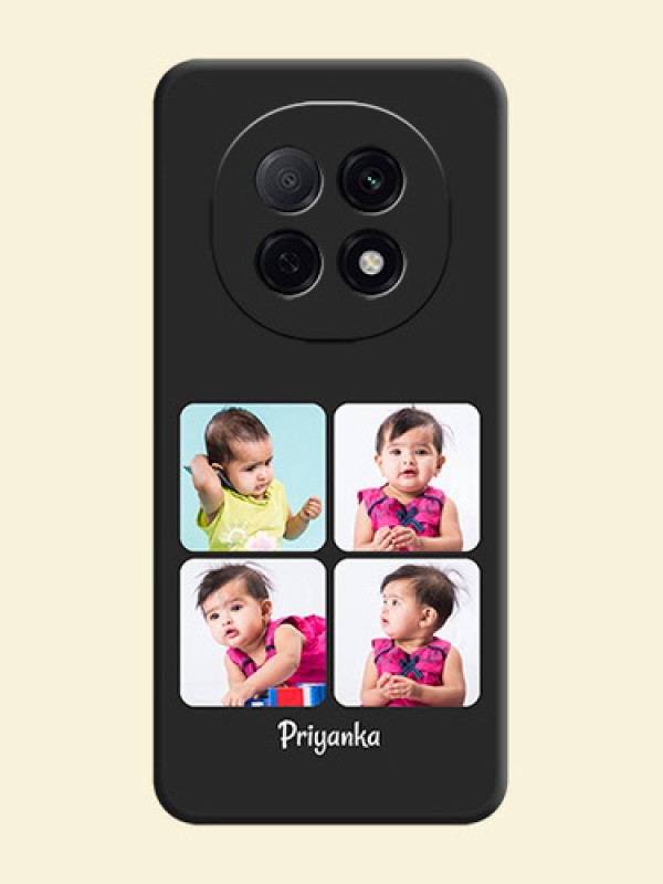 Floral Art with 6 Image Holder on Photo On Space Black Custom Soft Matte Mobile Back Cover - Oppo F29 5G
