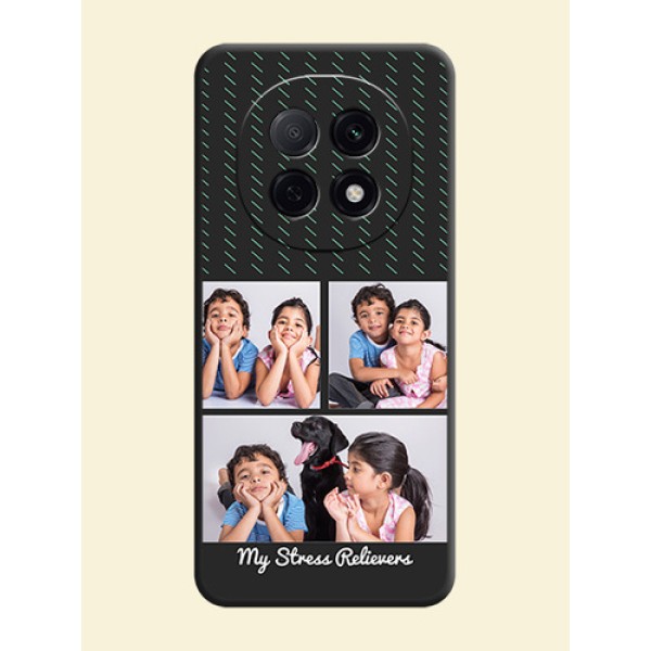 Cross Dotted Pattern with 2 Image Holder On Space Black Custom Soft Matte Mobile Back Cover - Oppo F29 5G Cross Dotted Pattern with 2 Image Holder On Space Black Custom Soft Matte Mobile Back Cover - Oppo F29 5G