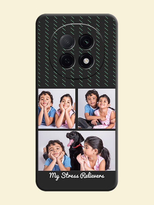Cross Dotted Pattern with 2 Image Holder On Space Black Custom Soft Matte Mobile Back Cover - Oppo F29 5G