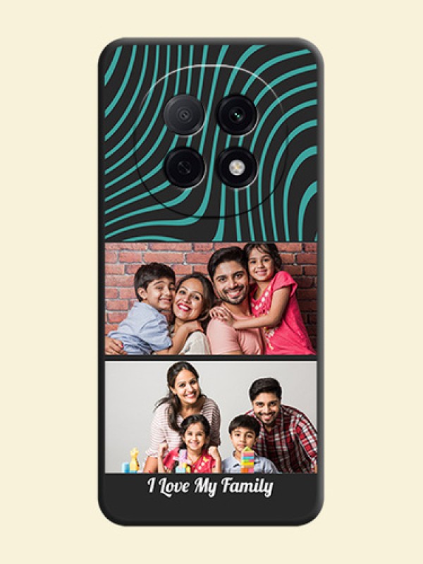 Wave Pattern with 2 Image Holder On Space Black Custom Soft Matte Mobile Back Cover - Oppo F29 5G