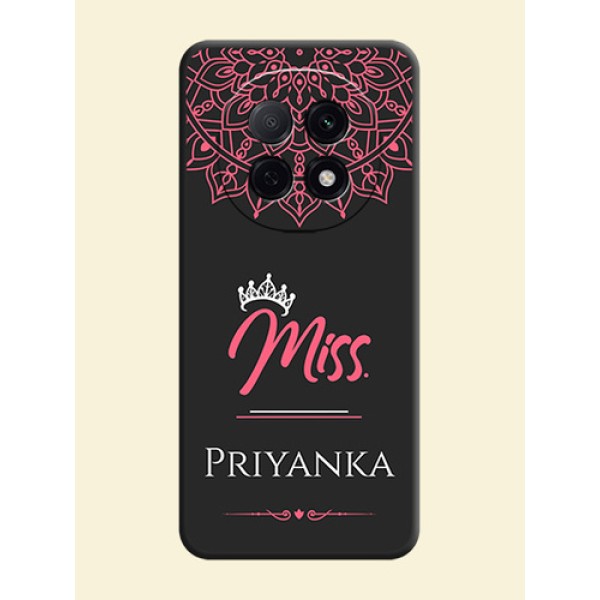 Mrs Name with Floral Design On Space Black Custom Soft Matte Mobile Back Cover - Oppo F29 5G Mrs Name with Floral Design On Space Black Custom Soft Matte Mobile Back Cover - Oppo F29 5G