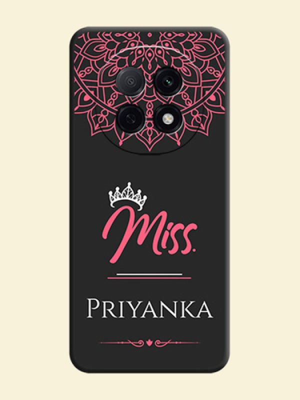 Mrs Name with Floral Design On Space Black Custom Soft Matte Mobile Back Cover - Oppo F29 5G