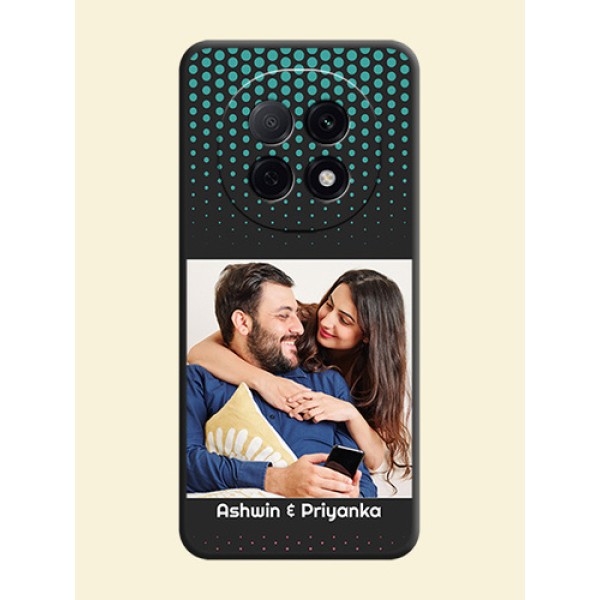 Faded Dots with Grunge Photo Frame and Text On Space Black Custom Soft Matte Mobile Back Cover - Oppo F29 5G Faded Dots with Grunge Photo Frame and Text On Space Black Custom Soft Matte Mobile Back Cover - Oppo F29 5G