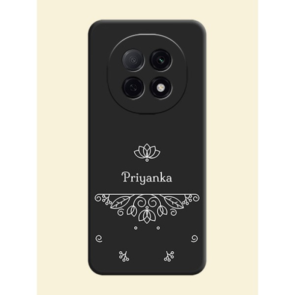 Lotus Garden Custom Text On Space Black Custom Soft Matte Mobile Back Cover - Oppo F29 5G Lotus Garden Custom Text On Space Black Custom Soft Matte Mobile Back Cover - Oppo F29 5G