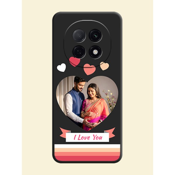 Love Shaped Photo with Colorful Stripes On Space Black Custom Soft Matte Mobile Back Cover - Oppo F29 Pro 5G Love Shaped Photo with Colorful Stripes On Space Black Custom Soft Matte Mobile Back Cover - Oppo F29 Pro 5G