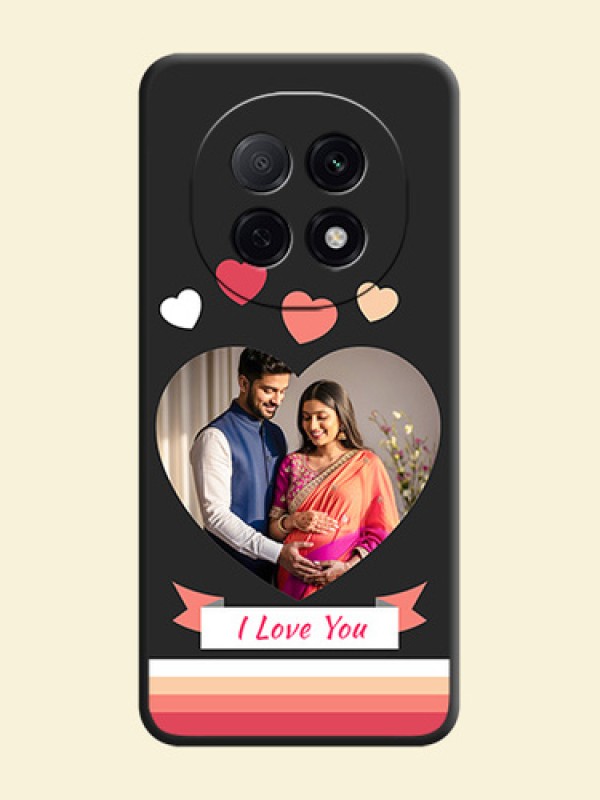 Love Shaped Photo with Colorful Stripes On Space Black Custom Soft Matte Mobile Back Cover - Oppo F29 Pro 5G