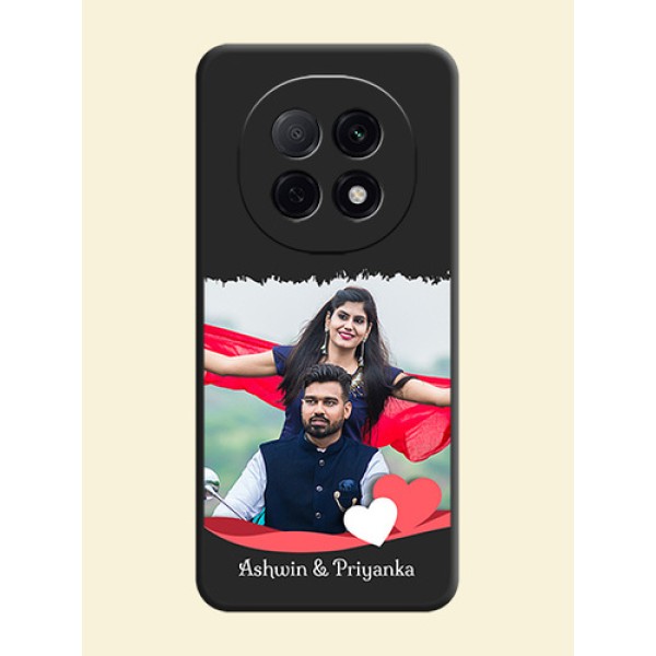 Pin Color Love Shaped Ribbon Design with Text On Space Black Custom Soft Matte Mobile Back Cover - Oppo F29 Pro 5G Pin Color Love Shaped Ribbon Design with Text On Space Black Custom Soft Matte Mobile Back Cover - Oppo F29 Pro 5G