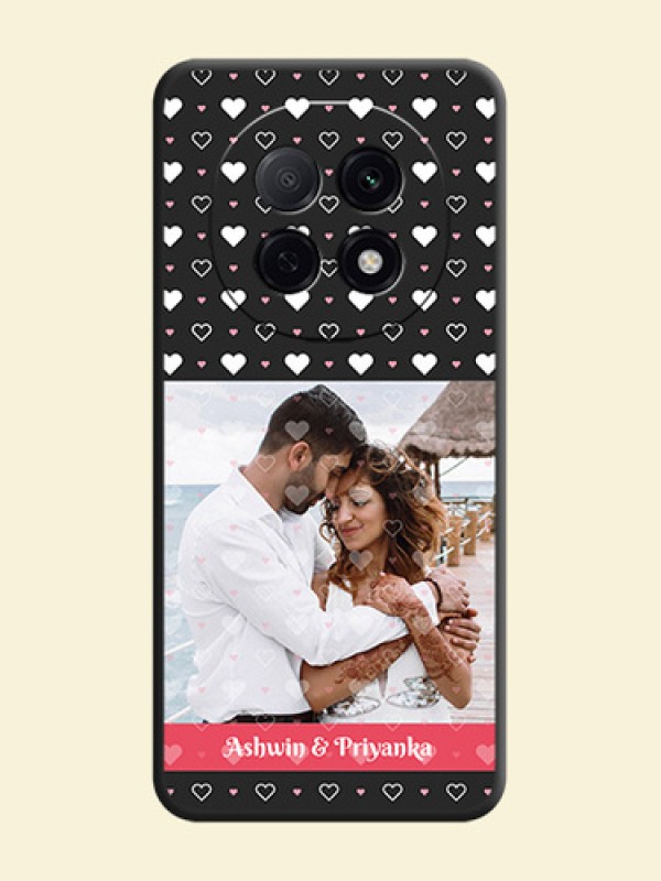 White Color Love Symbols with Text Design on Photo On Space Black Custom Soft Matte Mobile Back Cover - Oppo F29 Pro 5G
