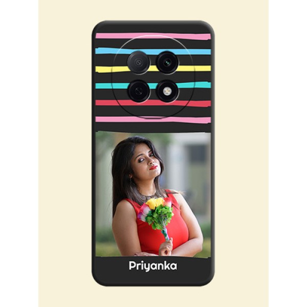 Multicolor Lines with Image On Space Black Custom Soft Matte Mobile Back Cover - Oppo F29 Pro 5G Multicolor Lines with Image On Space Black Custom Soft Matte Mobile Back Cover - Oppo F29 Pro 5G