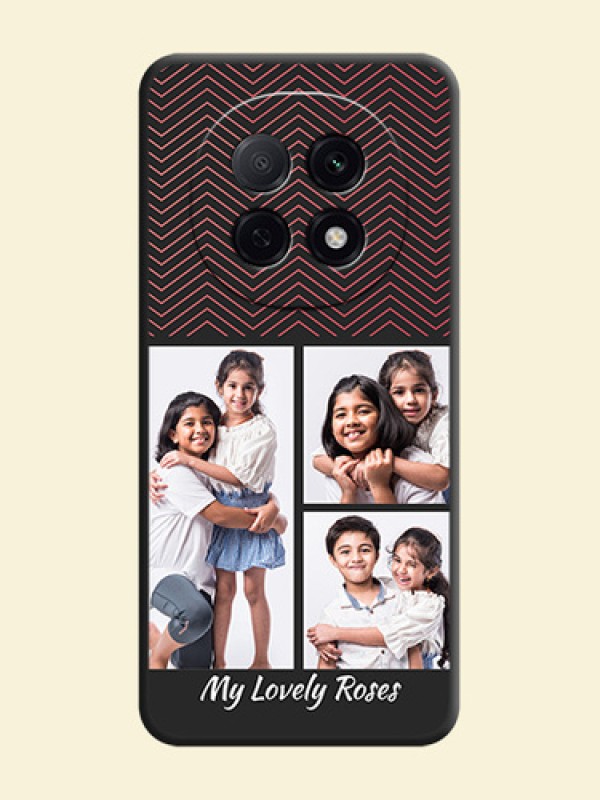 Wave Pattern with 3 Image Holder On Space Black Custom Soft Matte Mobile Back Cover - Oppo F29 Pro 5G