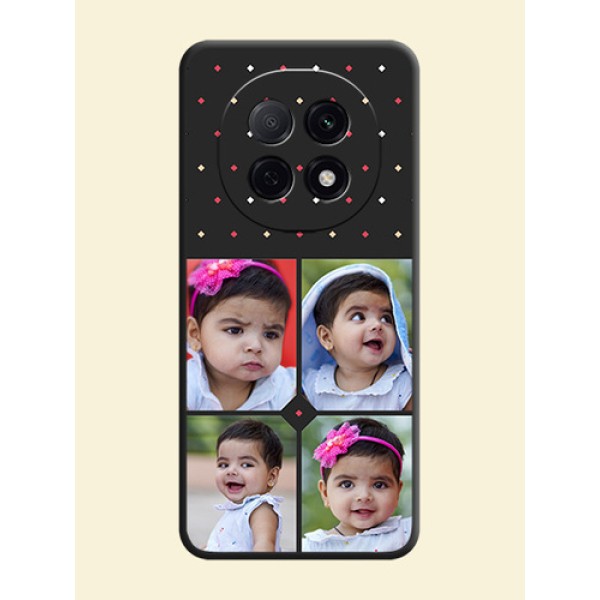 Multicolor Dotted Pattern with 4 Image Holder On Space Black Custom Soft Matte Mobile Back Cover - Oppo F29 Pro 5G Multicolor Dotted Pattern with 4 Image Holder On Space Black Custom Soft Matte Mobile Back Cover - Oppo F29 Pro 5G
