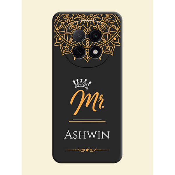 Mr Name with Floral Design On Space Black Custom Soft Matte Mobile Back Cover - Oppo F29 Pro 5G Mr Name with Floral Design On Space Black Custom Soft Matte Mobile Back Cover - Oppo F29 Pro 5G