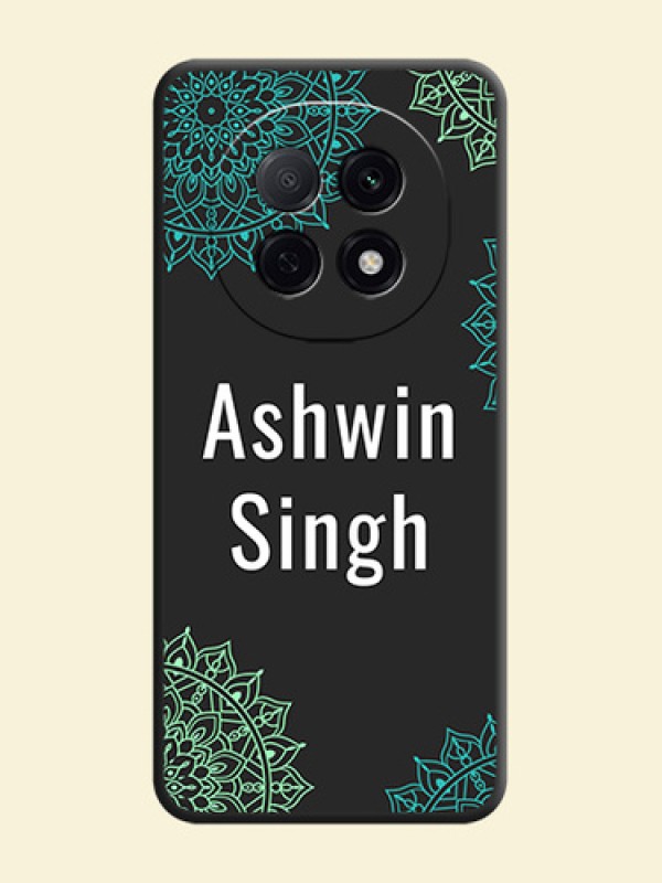 Your Name with Floral Design On Space Black Custom Soft Matte Mobile Back Cover - Oppo F29 Pro 5G
