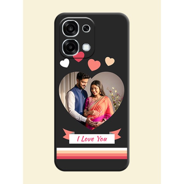 Love Shaped Photo with Colorful Stripes On Space Black Custom Soft Matte Mobile Back Cover - Oppo F31 5G Love Shaped Photo with Colorful Stripes On Space Black Custom Soft Matte Mobile Back Cover - Oppo F31 5G