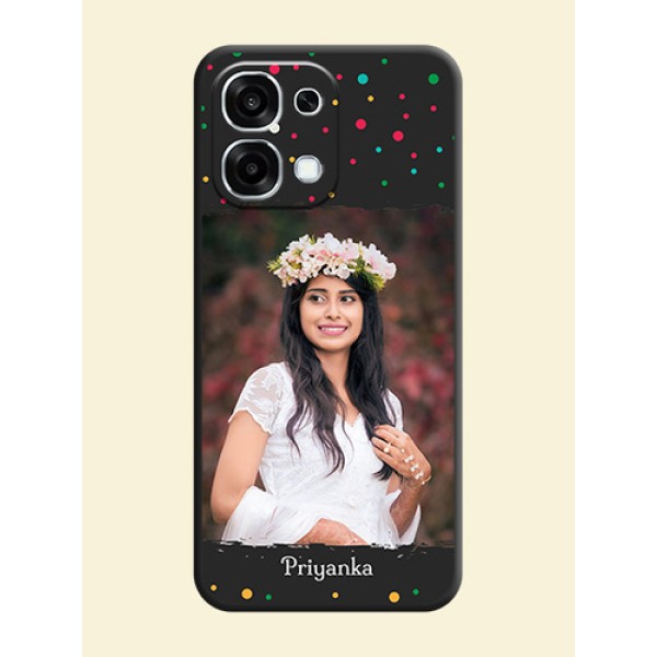 Multicolor Dotted Pattern with Text On Space Black Custom Soft Matte Mobile Back Cover - Oppo F31 5G