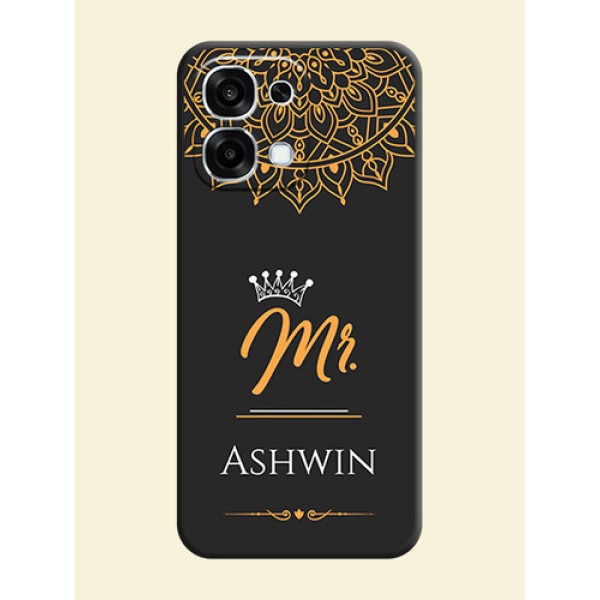 Mr Name with Floral Design On Space Black Custom Soft Matte Mobile Back Cover - Oppo F31 5G Mr Name with Floral Design On Space Black Custom Soft Matte Mobile Back Cover - Oppo F31 5G