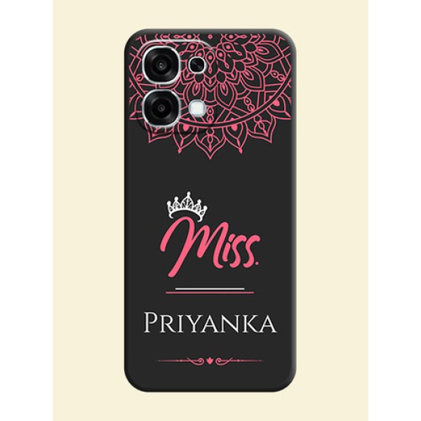 Mrs Name with Floral Design On Space Black Custom Soft Matte Mobile Back Cover - Oppo F31 5G Mrs Name with Floral Design On Space Black Custom Soft Matte Mobile Back Cover - Oppo F31 5G