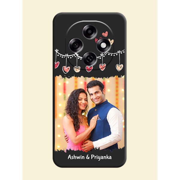 Pink Love Hangings with Name On Space Black Custom Soft Matte Mobile Back Cover - Oppo F31 Pro 5G Pink Love Hangings with Name On Space Black Custom Soft Matte Mobile Back Cover - Oppo F31 Pro 5G