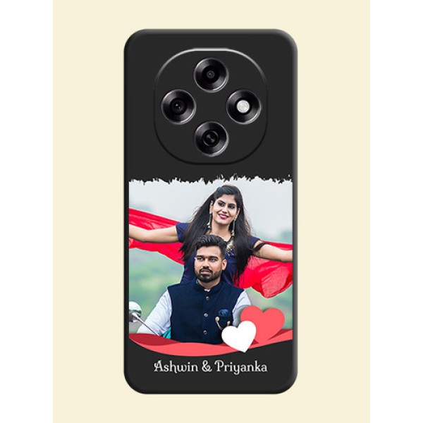 Pin Color Love Shaped Ribbon Design with Text On Space Black Custom Soft Matte Mobile Back Cover - Oppo F31 Pro 5G Pin Color Love Shaped Ribbon Design with Text On Space Black Custom Soft Matte Mobile Back Cover - Oppo F31 Pro 5G