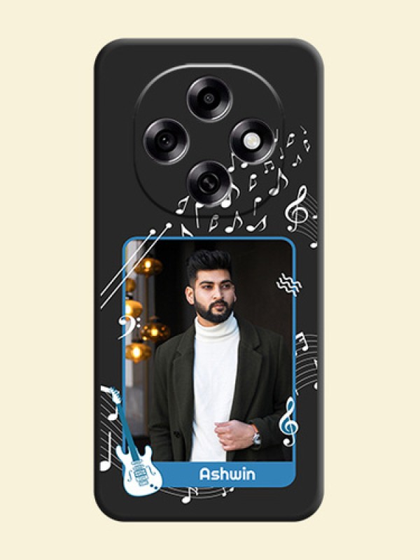 Musical Theme Design with Text on Photo On Space Black Custom Soft Matte Mobile Back Cover - Oppo F31 Pro 5G