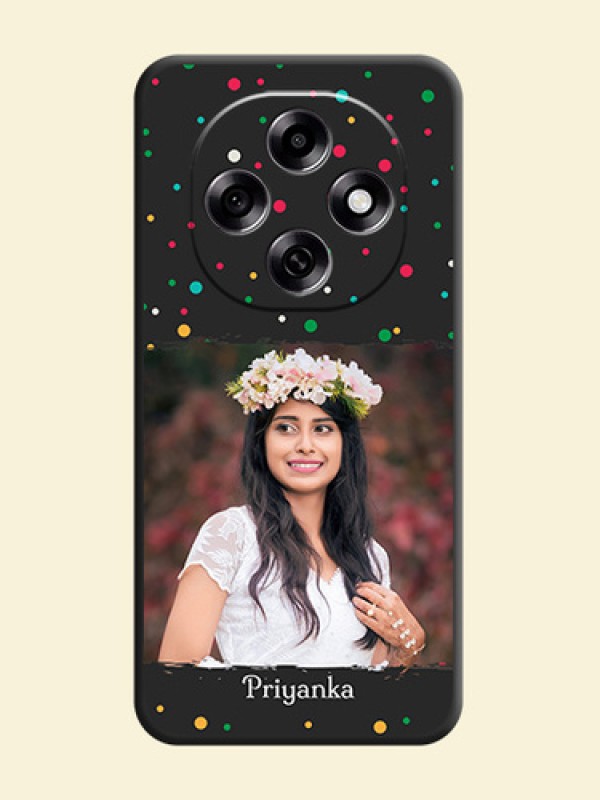 Multicolor Dotted Pattern with Text On Space Black Custom Soft Matte Mobile Back Cover - Oppo F31 Pro 5G