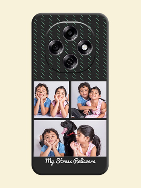 Cross Dotted Pattern with 2 Image Holder On Space Black Custom Soft Matte Mobile Back Cover - Oppo F31 Pro 5G