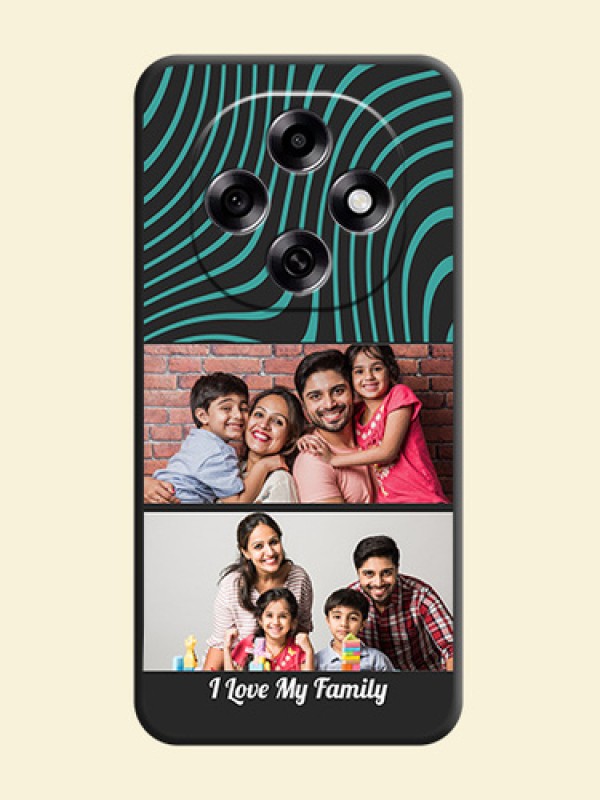 Wave Pattern with 2 Image Holder On Space Black Custom Soft Matte Mobile Back Cover - Oppo F31 Pro 5G