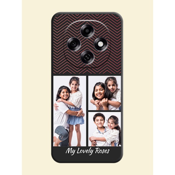 Wave Pattern with 3 Image Holder On Space Black Custom Soft Matte Mobile Back Cover - Oppo F31 Pro 5G Wave Pattern with 3 Image Holder On Space Black Custom Soft Matte Mobile Back Cover - Oppo F31 Pro 5G