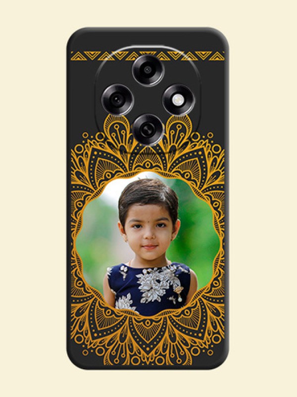 Round Image with Floral Design On Space Black Custom Soft Matte Mobile Back Cover - Oppo F31 Pro 5G