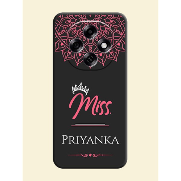 Mrs Name with Floral Design On Space Black Custom Soft Matte Mobile Back Cover - Oppo F31 Pro 5G Mrs Name with Floral Design On Space Black Custom Soft Matte Mobile Back Cover - Oppo F31 Pro 5G