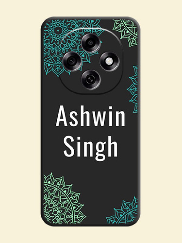 Your Name with Floral Design On Space Black Custom Soft Matte Mobile Back Cover - Oppo F31 Pro 5G
