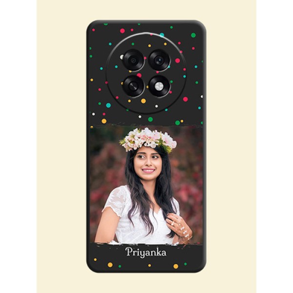Multicolor Dotted Pattern with Text On Space Black Custom Soft Matte Mobile Back Cover - Oppo F31 Pro Plus 5G